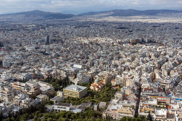 Fototapeta premium Panorama of the city of Athens from Lycabettus hill, Greece