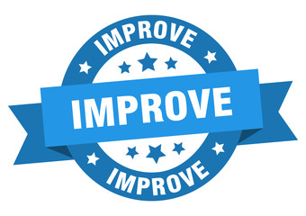 improve ribbon. improve round blue sign. improve