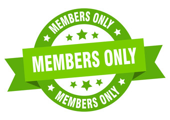 members only ribbon. members only round green sign. members only