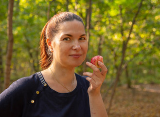 Portrait of a middle-aged woman on a blurred background