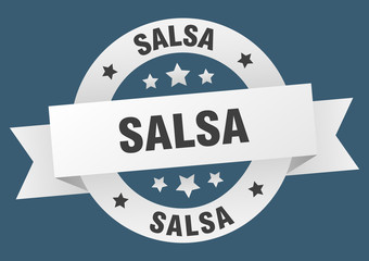 salsa ribbon. salsa round white sign. salsa