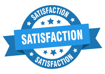 satisfaction ribbon. satisfaction round blue sign. satisfaction