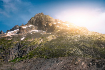 Stunning summer alpine panorama with Switzerland mountains,Europe