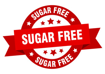 sugar free ribbon. sugar free round red sign. sugar free