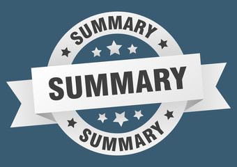 summary ribbon. summary round white sign. summary