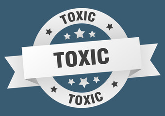 toxic ribbon. toxic round white sign. toxic