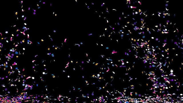A fountain of colorful confetti falling on the floor with alpha channel