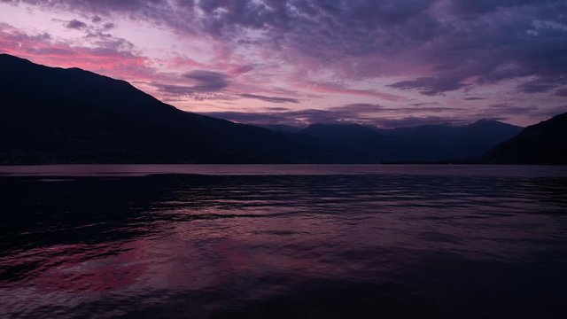 Scenic Summer Sunset at the Lake Como in Northern Italy. Lombardy Region. Time Lapse Video.