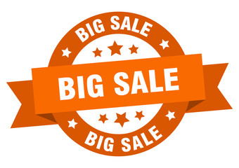 big sale ribbon. big sale round orange sign. big sale