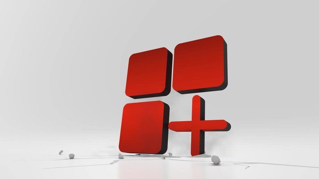 3d rendering heavy impact red symbol of mobile application in empty grey space 4k animation