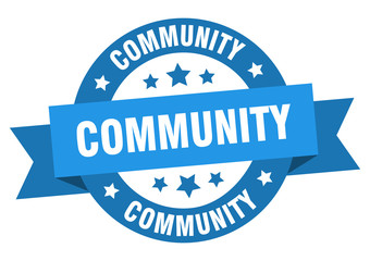 community ribbon. community round blue sign. community