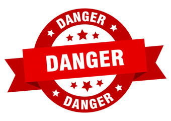 danger ribbon. danger round red sign. danger