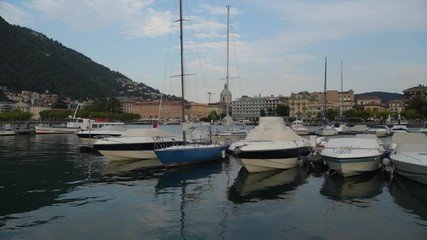 August 20, 2019 City of Como, Lombardy Region, Italy. City Marina During Afternoon Summer Hours.