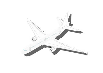 Fototapeta na wymiar White modern twin-engine airliner. Isometric view. Flat vector.