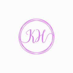 KH Initial Handwriting logo template, Creative fashion logo design, couple concept -vector