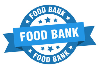 food bank ribbon. food bank round blue sign. food bank