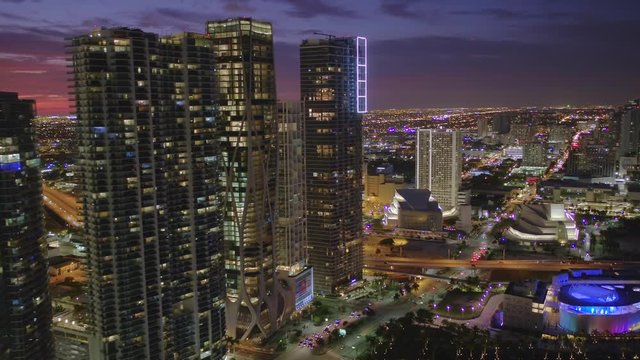 Miami drone aerial stock 4k twilight series