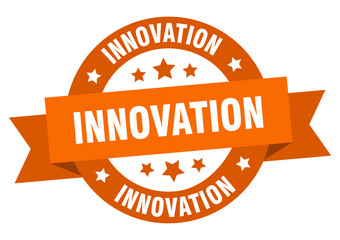 innovation ribbon. innovation round orange sign. innovation