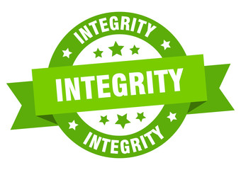 integrity ribbon. integrity round green sign. integrity