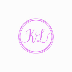 KL Initial Handwriting logo template, Creative fashion logo design, couple concept -vector