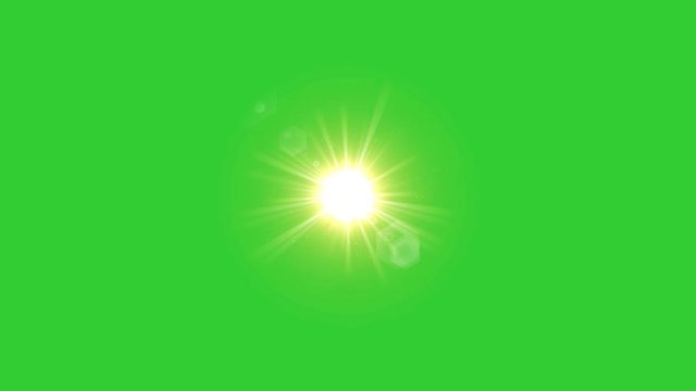 Sun with rays green screen background