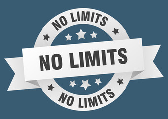 no limits ribbon. no limits round white sign. no limits