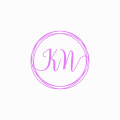 KN Initial Handwriting logo template, Creative fashion logo design, couple concept -vector