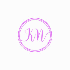 KN Initial Handwriting logo template, Creative fashion logo design, couple concept -vector