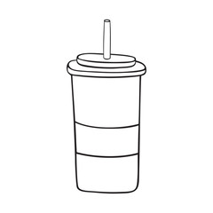 Black and white paper cup with straw