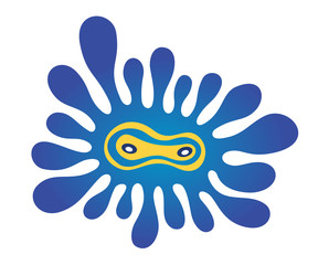 Blur spot. Eyes on splash silhouette. Splash with face.