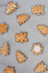 New Year's party ideas for kids. Christmas snack, cookies in shape of trees. Christmas homemade ginger cookies