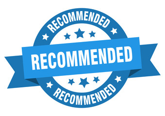 recommended ribbon. recommended round blue sign. recommended