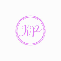 KP Initial Handwriting logo template, Creative fashion logo design, couple concept -vector
