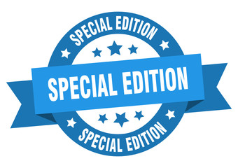 special edition ribbon. special edition round blue sign. special edition