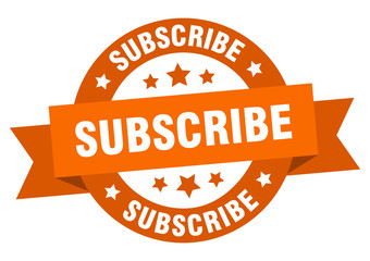 subscribe ribbon. subscribe round orange sign. subscribe