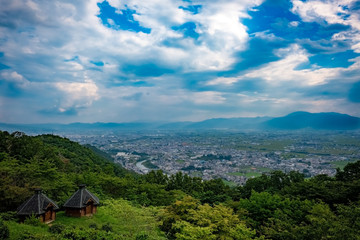 city panorama view from the mountain