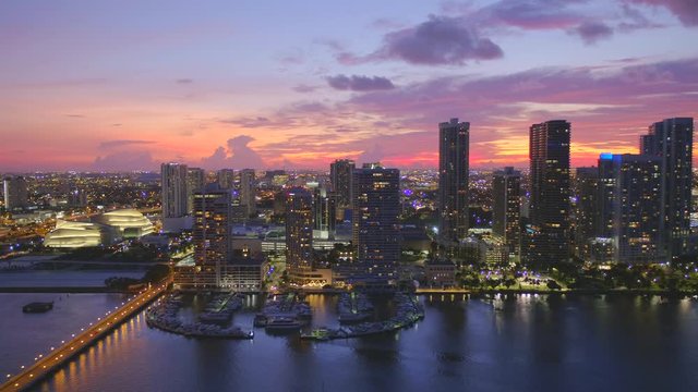 Beautiful sunset edgewater Miami 4k