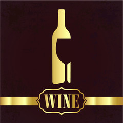 wine golden label on red background