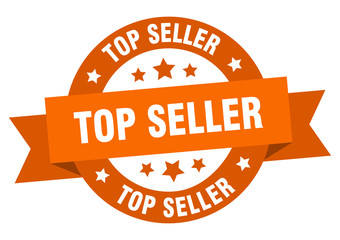 top seller ribbon. top seller round orange sign. top seller