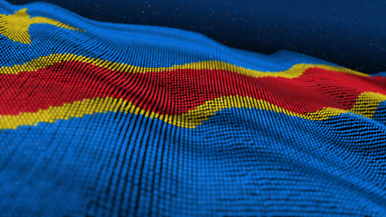 Abstract Glowing Particle Wavy surface with democratic republic of the congo Flag texture. 8K 3D illustration