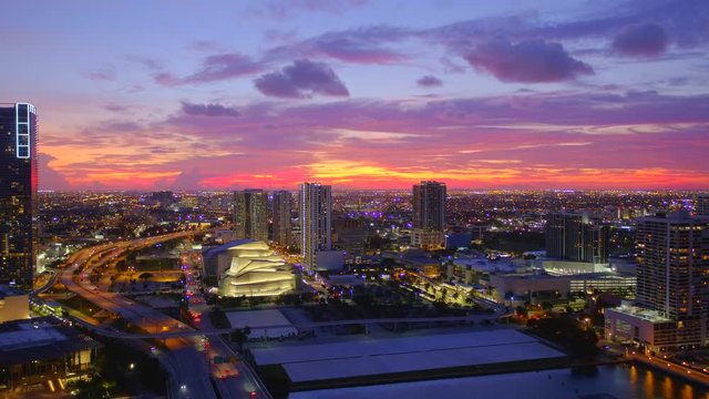 Beautiful Miami summer sunset 4k footage
