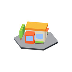 Isometric Store Simple Building Isolated 