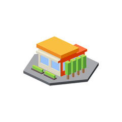 Isometric Store Simple Building Isolated 