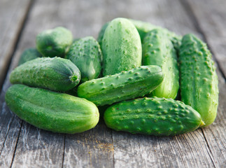cucumbers on the wooden table