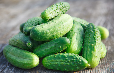 cucumbers on the wooden table