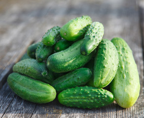cucumbers on the wooden table