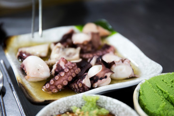 Octopus sashimi in the sauce