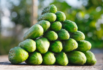 cucumbers on the wooden table