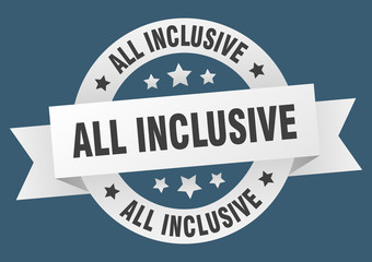 Fototapeta premium all inclusive ribbon. all inclusive round white sign. all inclusive