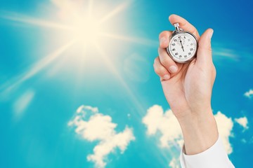 Close-up Stopwatch in Human Hand, Timer